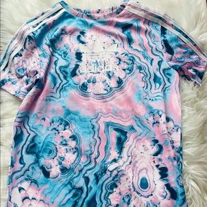 Adidas Pink and Blue Marble T-Shirt Dress